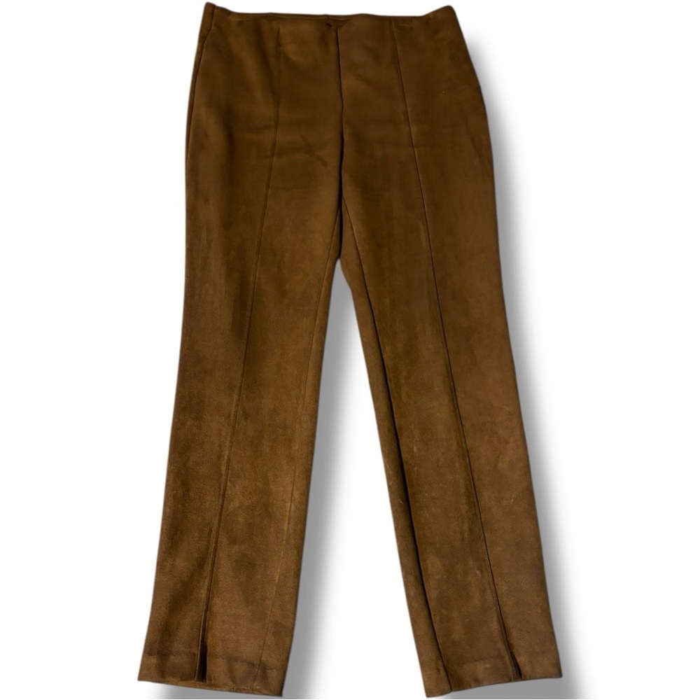 Rafaella Chic Tan Women's Straight Leg Cropped Faux Suede No Closure Pants - Picture 10 of 16